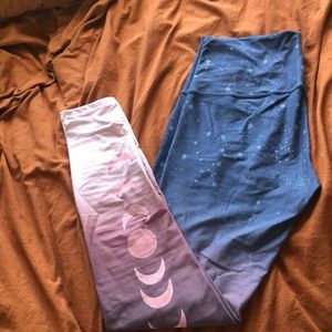 Blue to pink ombré leggings